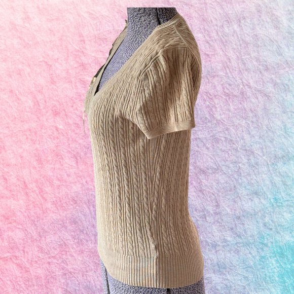 V-Neck Short Sleeved Sweater Top - Picture 2 of 3